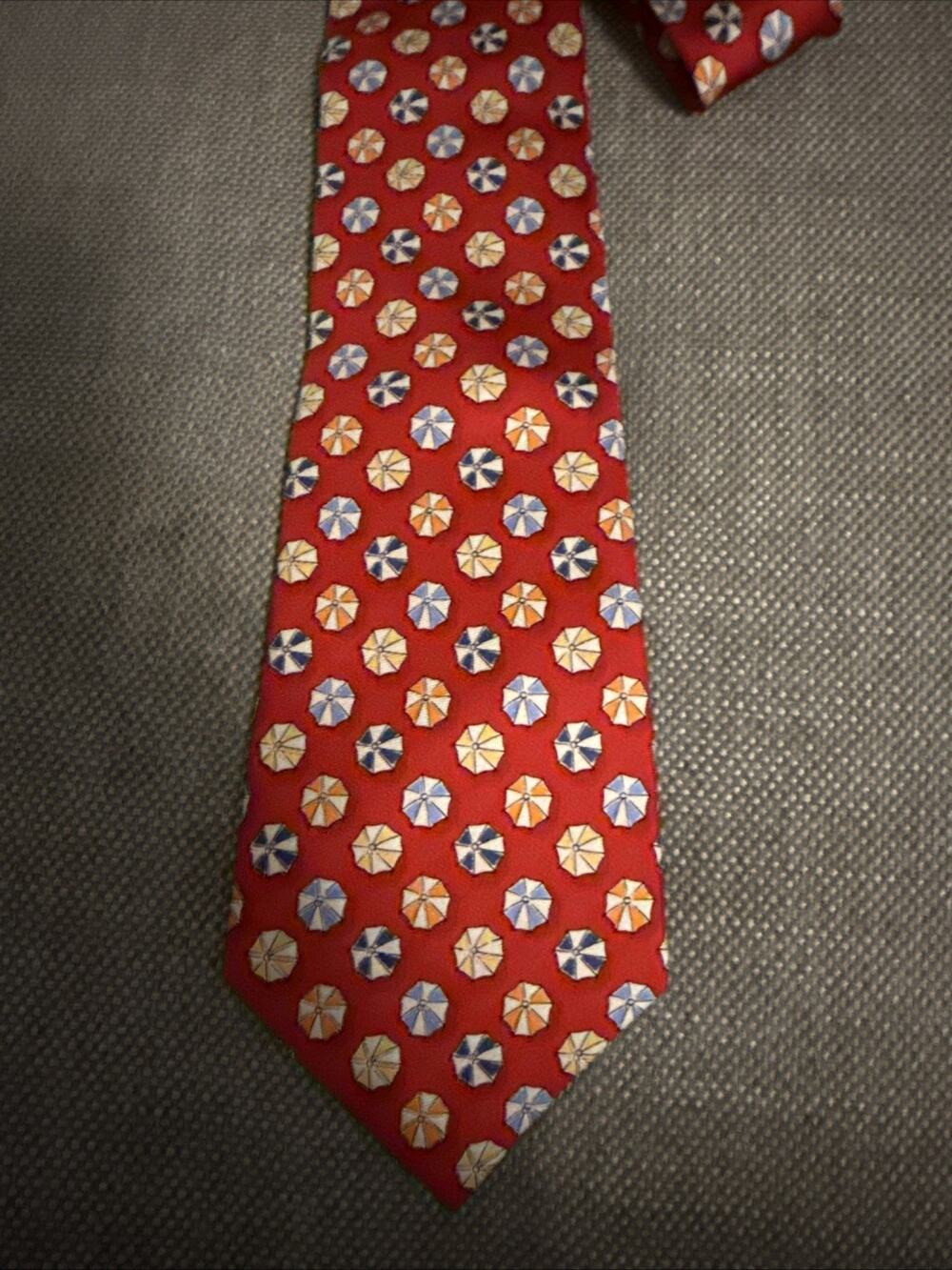 Mens Peter Millar Gentlemens Clothiers Tie Red Umbrella Print